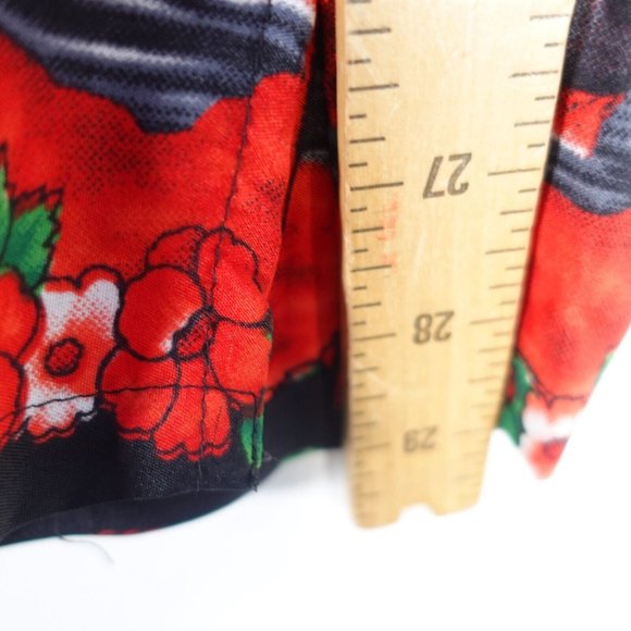 Tropical Mens Shirt Large Hawaiian Camp Black Floral Red Bahamas AMERICAN ESPRIT - Picture 4 of 8